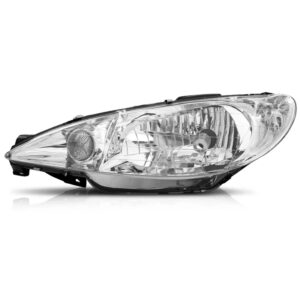 Farol Peugeot 206 E 206 Sw Ano 00 Ao 06 Foco Simples Liso Lado Esquerdo