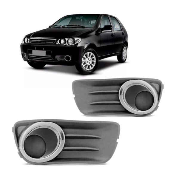 Par Moldura Milha Palio Fire Way 2009 A 2015 S/furo Aro Crom Cinza