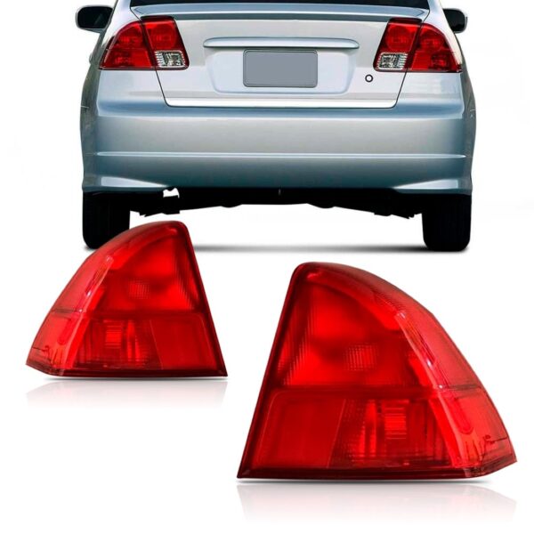 Sinaleira Traseira Civic 2001 A 2002 Vermelha E Rosa Lado Esquerdo