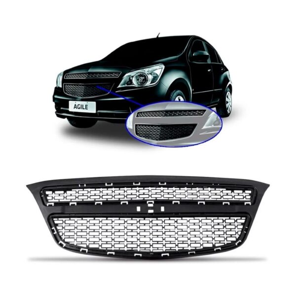 Grade Radiador Agile 2009 10 11 12 13 2014 Preta Sem Moldura