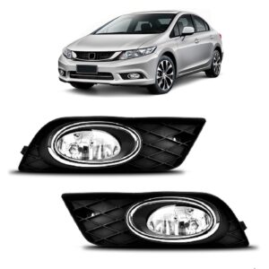 Farol Milha Auxiliar Civic 2013 2014 C/grade Aro Cromado Ld Esquerdo