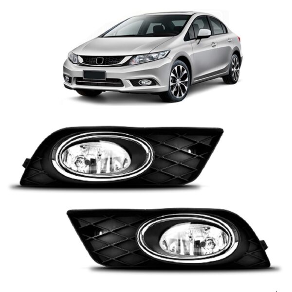 Farol Milha Auxiliar Civic 2013 2014 C/grade Aro Cromado Ld Direito