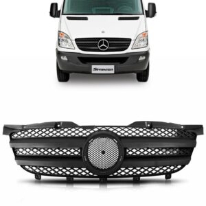 Grade Radiador Para Sprinter 2012 A 2014 Preta Sem  Emblema Preto Fosco