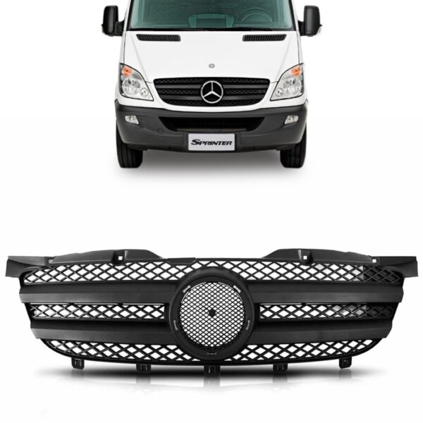 Grade Radiador Para Sprinter 2012 A 2014 Preta Sem  Emblema Preto Fosco