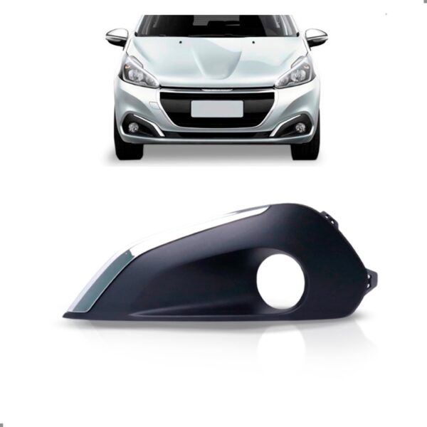 Moldura Milha Peugeot 208 2017 A 2018 C/ Furo Friso Cromado  Esquerdo