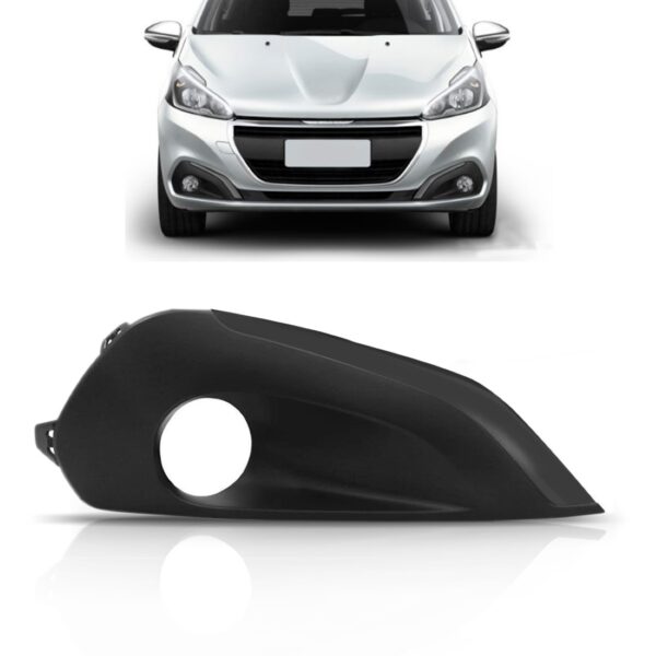 Tela Moldura C/furo Milha Peugeot 208 2017 2018 Friso Preto Lado Direito