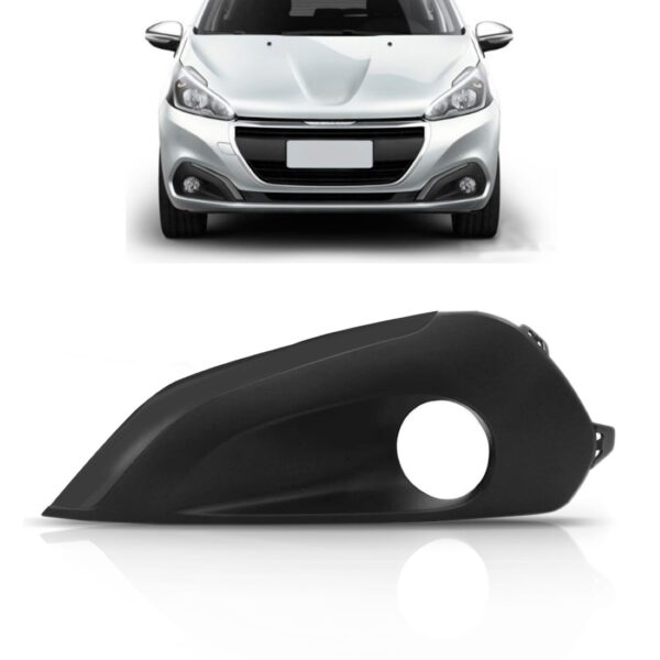 Tela Moldura C/furo Milha Peugeot 208 2017 2018 Friso Preto Lado Esquerdo