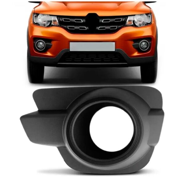 Moldura Milha Auxiliar Kwid 2017 A 2019 C/ Furo Aro Preto Le Preto Esquerdo