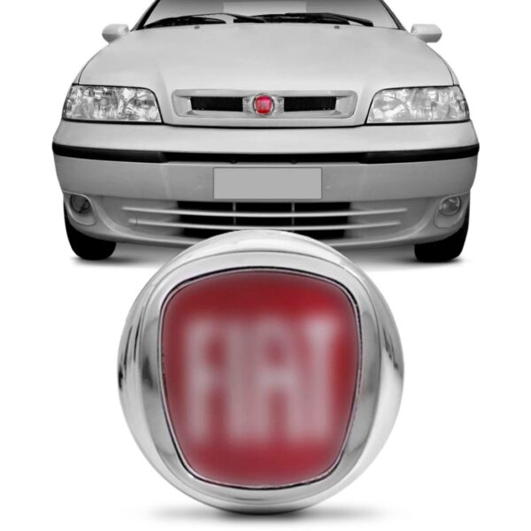 Emblema Da Grade Radiador Palio Siena 2000 A 2003 Vermelho