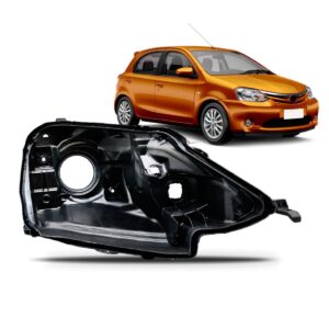 Carcaça Farol Compatível Com Toyota Etios 2012 A 2021 Preta Lado Direito