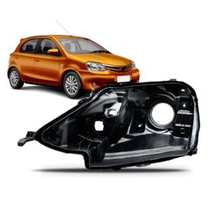 Carcaça Farol Compatível Com Toyota Etios 2012 A 2021 Preta Lado Esquerdo