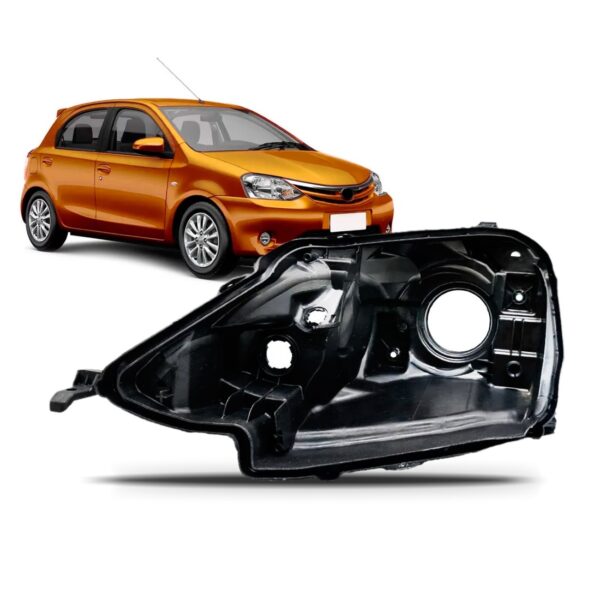 Carcaça Farol Compatível Com Toyota Etios 2012 A 2021 Preta Lado Esquerdo