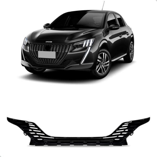 Tela Frontal Parachoque Dianteiro Peugeot 208 20/23 Inferior Preto