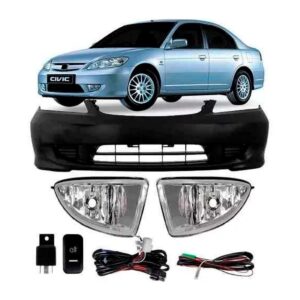 Parachoque Honda Civic 2004 A 2005 Com Kit Farol Milha Carrara