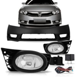 Parachoque New Civic 2009 2010 2011 Com Kit Farol Milha- Posição Dianteiro