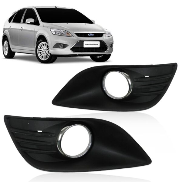 Par Grade Milha Focus 2009 2010 Hatch Sedan Farol Aro Cromad Preto