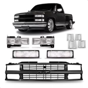 Kit Silverado Black Grade E Jogo Faróis E Sinaleiras Plástico