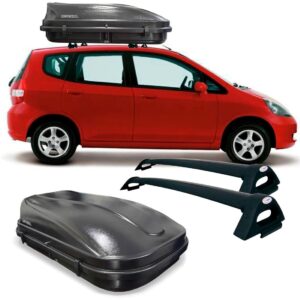 Bagageiro Honda Fit 2004 A 2008 + Baú 510 Litros Maleiro Preto