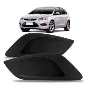 Par Moldura De Milha Parachoque Focus 2008 A 2012 Sem Furo Preto