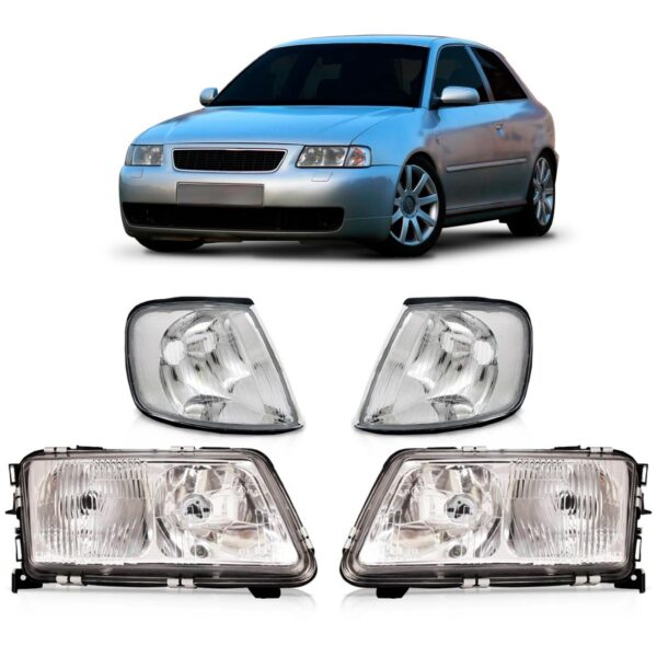 Kit Farol Audi A3 1995 A 1999 Completo Com Par Sinaleiras - Direito/passageiro