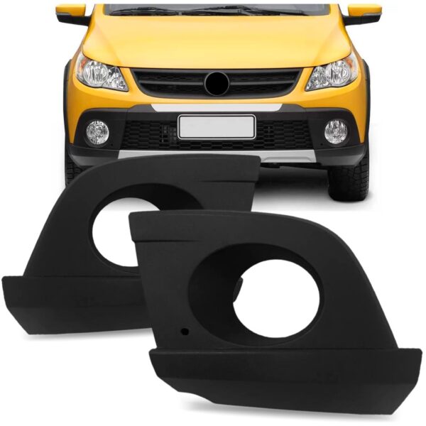 Par Moldura Grade Milha Parachoque Saveiro Cross Gol Rallye Preto