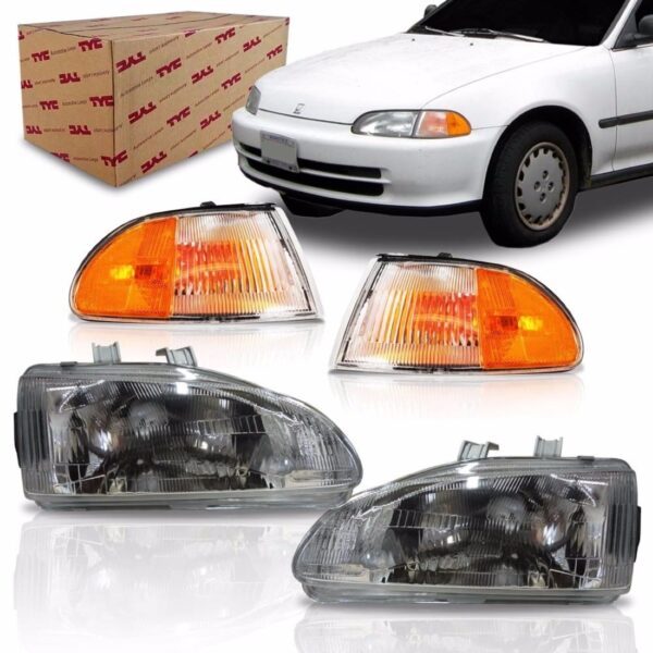 Kit Farol Para Honda Civic 1992 A 1995 Sedan Com Piscas Direito E Esquerdo