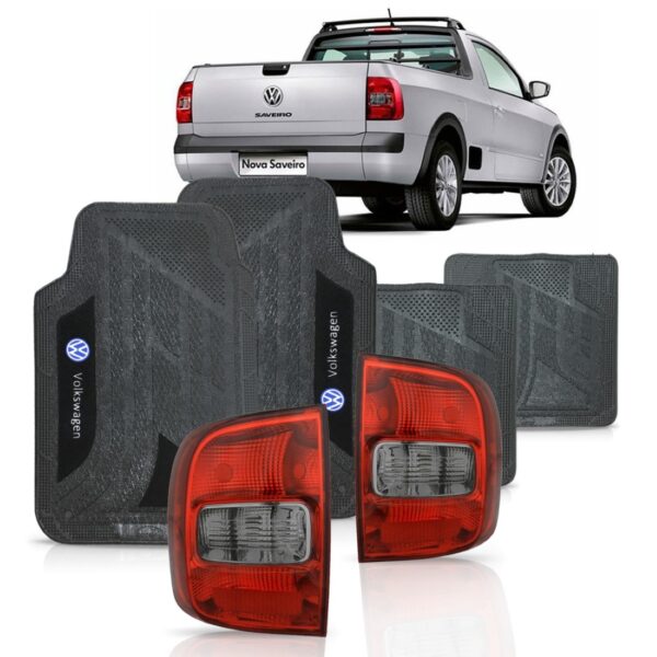 Kit Sinaleira Saveiro G5 G6 Fume + Jogo Tapete Pvc