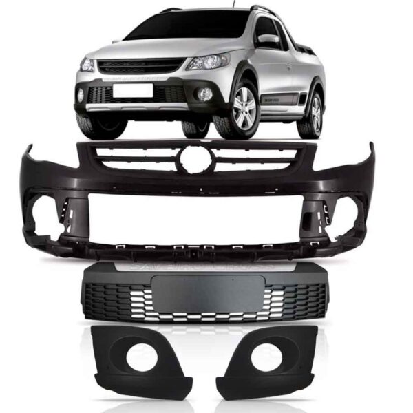 Parachoque Saveiro Cross G5 C/grades Inferiores 1a Linha  Preto