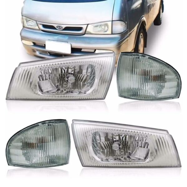 Kit Farol Kia Besta Gs1999 2000 2001 02 03 Completo C/piscas Ambos Lados