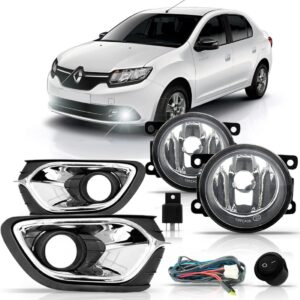 Kit Farol Milha Neblina Logan 2015 2016 Com Moldura Cromada.