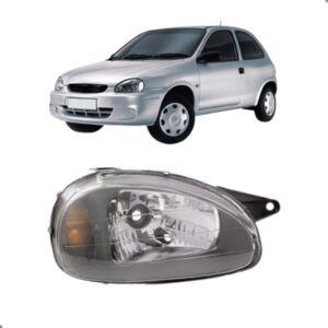 Farol Para Corsa 2001 A 2010 Mascara Cinza Carcaça Preta Esquerdo/motorista