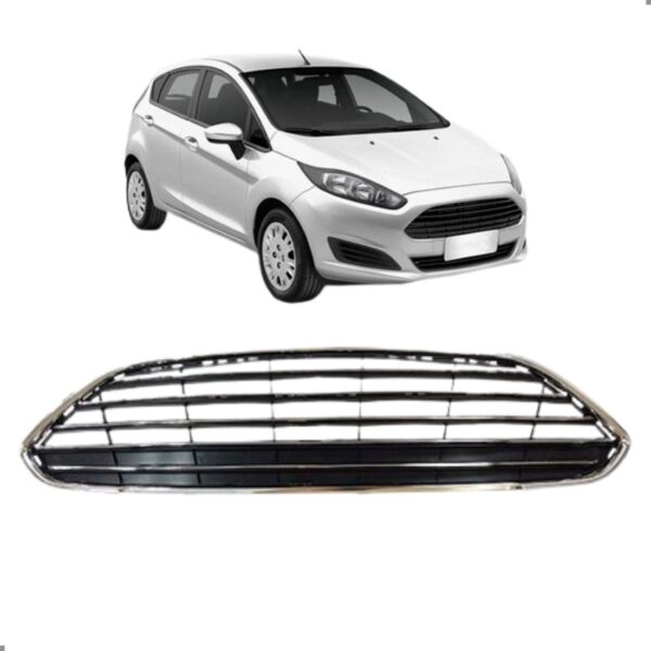 Grade Radiador New Fiesta Hatch 2013 A 2023 (completa) Preta Para Pintar