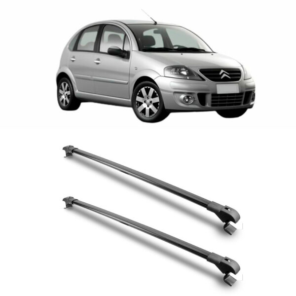 Travessa Aluminio Larga PARA Citroën C3 Universal 1 Metro Preta