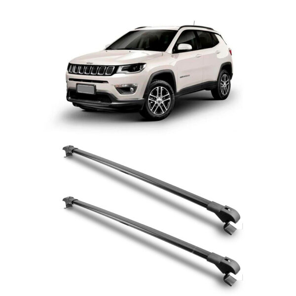 Travessa Aluminio Larga PARA Jeep Compass Universal 1 Metro Preta
