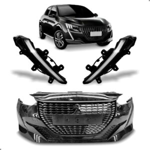 Parachoque Com Par Led Daylight Para Peugeot 208 2020 A 2024 Kit