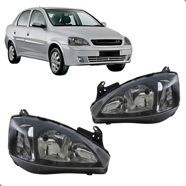 Par Farol Para Corsa 2003 2004 05 06 2007 Fume Manual Raiado Ambos Lados