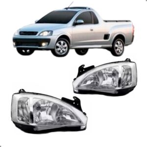 PAR FAROL CORSA 2008 A 2012 MONTANA 2008 A 2010 CROMADO LENTE LISA