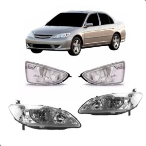 Kit Farois Para Civic 2004 2005 Principal E Milhas Ambos Lados