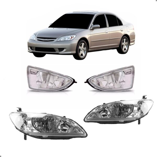 Kit Farois Para Civic 2004 2005 Principal E Milhas Ambos Lados