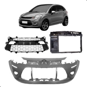 Kit Painel Frontal E Parachoque C3 2012 A 2020 Com Grade Para Pintar