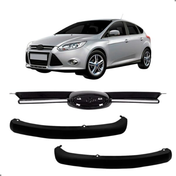 Kit Grade Friso Cromado Para Focus 2014 2015 Com Par Spoiler Para Pintar