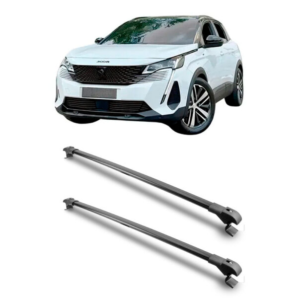 Travessa Aluminio Larga PARA Peugeot 3008 Universal 1 Metro Preta