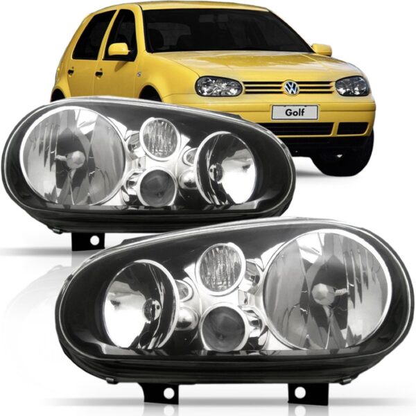 Farol Golf Gti 98 99 00 01 02 03 04 05 C/ Milha Masc Negra Lado Direito
