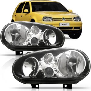 Farol Golf Gti 98 99 00 01 02 03 04 05 C/ Milha Masc Negra Lado Esquerdo