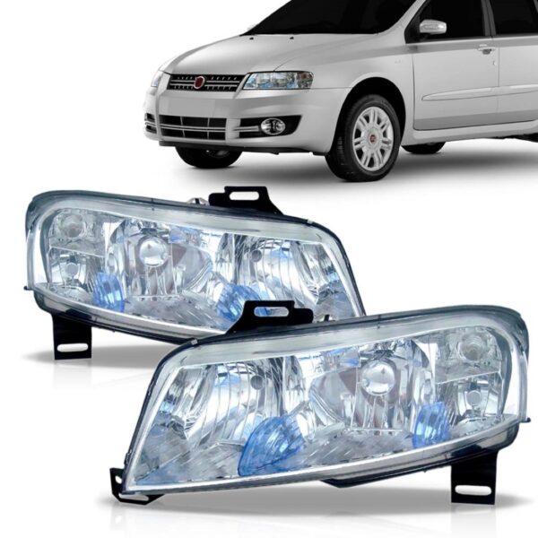 Farol Fiat Stilo 2002 A 2008 Cromado Com Farol Milha Aux Lado Esquerdo