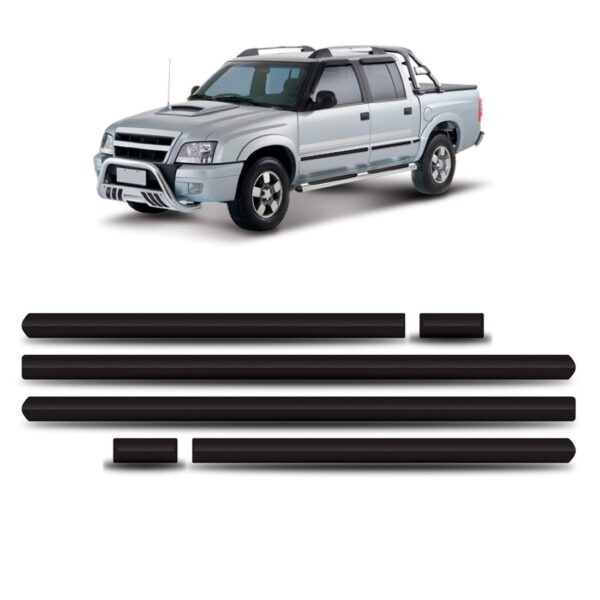 Friso Lateral S10 2001 A 2011 (cabine Dupla) - Kit 6 Peças Preto