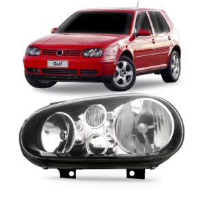 Farol Golf 1999 A 2006 Mascara Negra S/auxiliar 1a Linha Esquerdo/motorista