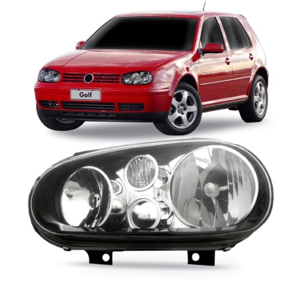 Farol Golf 1999 A 2006 Mascara Negra S/auxiliar 1a Linha Esquerdo/motorista