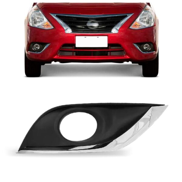 Moldura Milha Versa 2015 A 2021 C/furode Milha Friso Cromado Lado Direito/passageiro