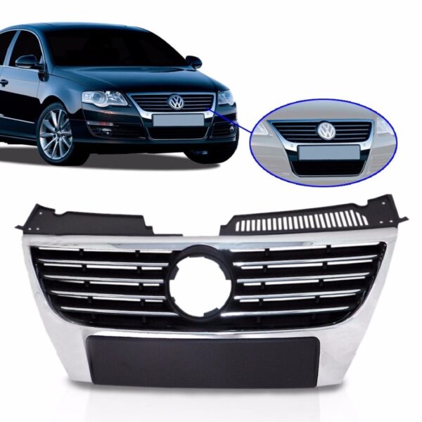 GRADE RADIADOR PASSAT 2005 A 2010 PRETA MOLDURA CROMADA